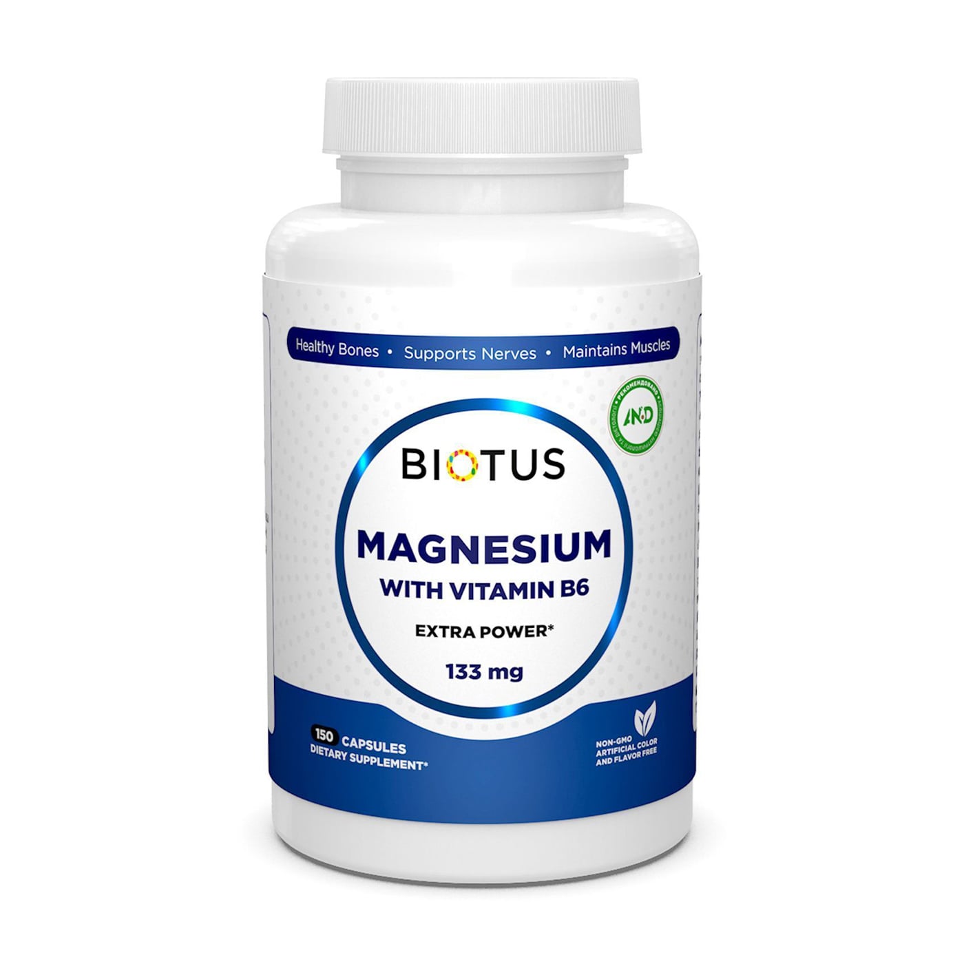 Магній Biotus Magnesium with Vitamin B6, екстра сильний, з вітаміном В6, 133 мг, 150 капсул